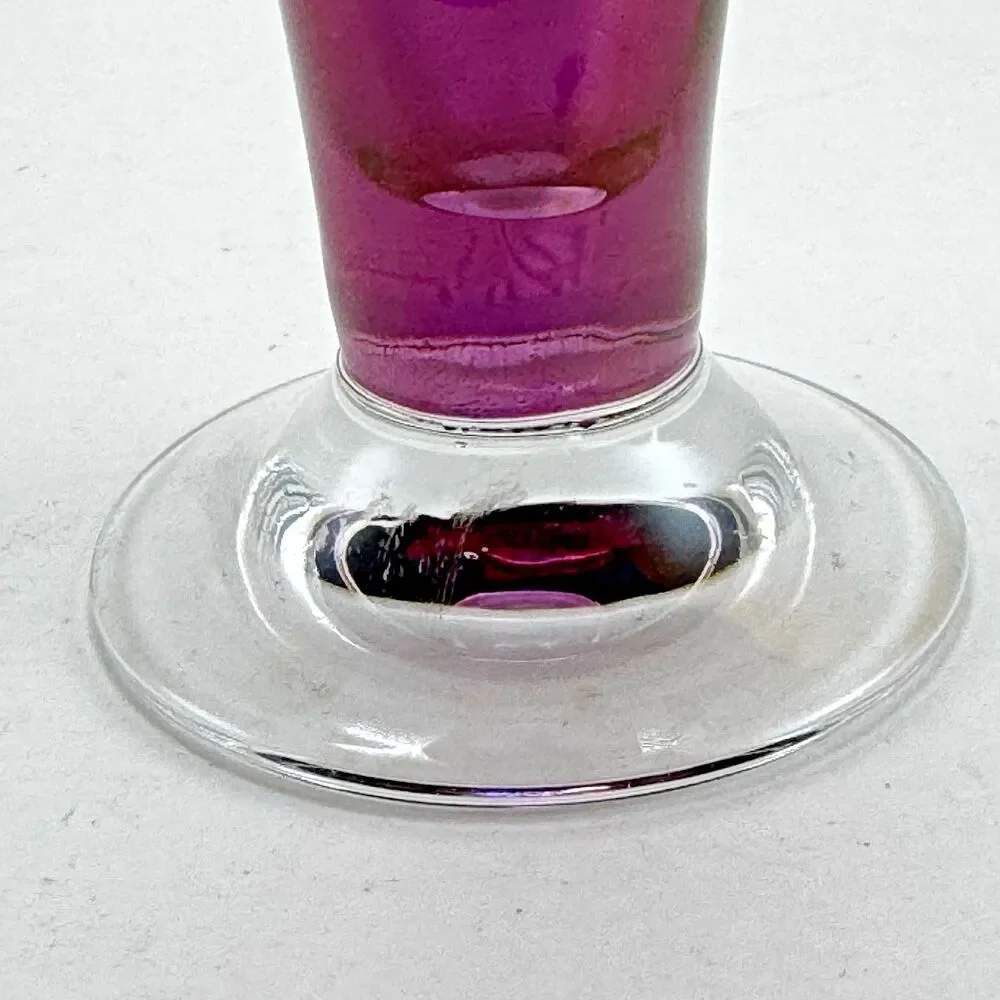 Vintage SC Line Hand-Blown Cranberry Glass Starburst Vase 11 Inches Tall